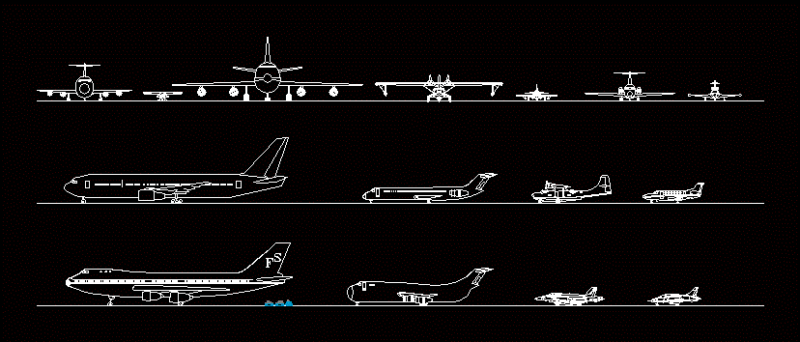 Elevations Aircraft 2D DWG Plan for AutoCAD