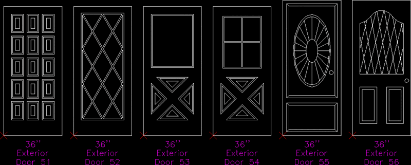 Exterior Doors DWG Block for AutoCAD