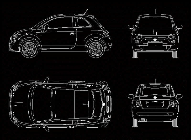 Fiat 500 2D DWG Block for AutoCAD