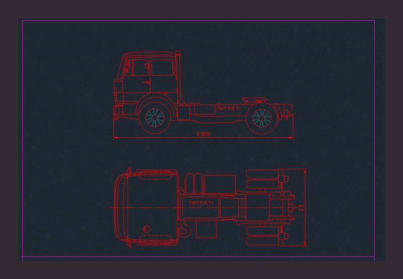 Fiat 619 2D DWG Block for AutoCAD