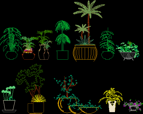 Flowerpots DWG Elevation for AutoCAD • Designs CAD