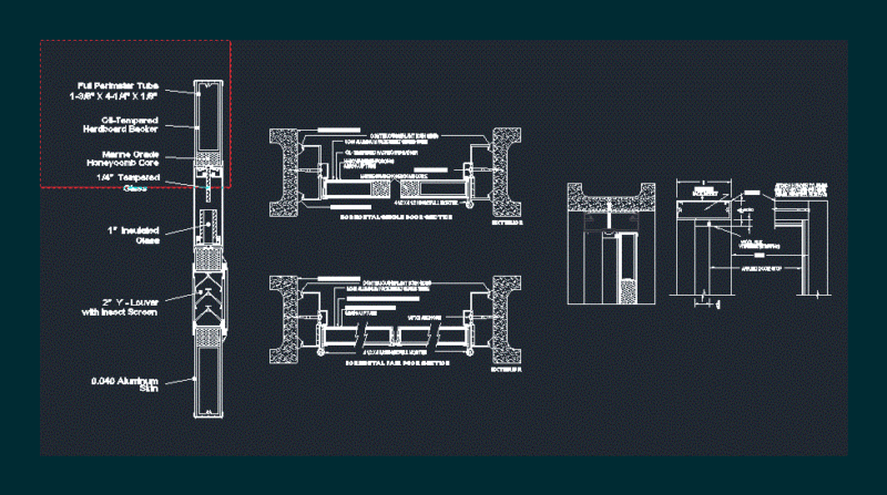 Flush Door Of Aluminium DWG Plan for AutoCAD