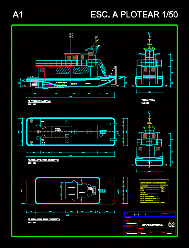 Fluvial Pusher DWG Plan for AutoCAD
