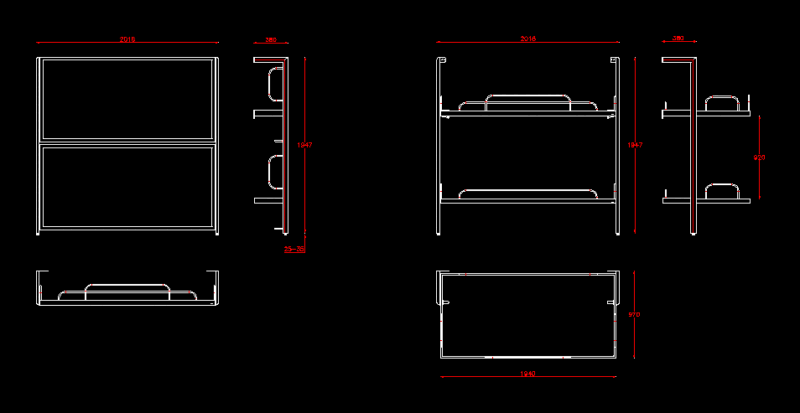 Folding Bunk Beds Bunk DWG Block for AutoCAD