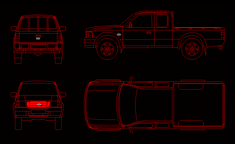 Ford Ranger 2005 Extra Cab DWG Block for AutoCAD