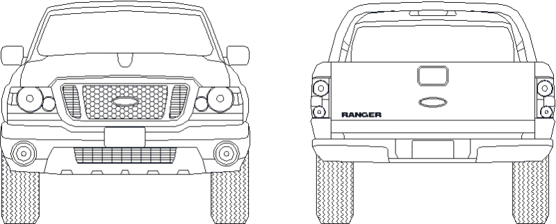 Ford Ranger DWG Elevation for AutoCAD
