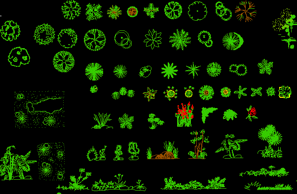 Furniture, Vehicle And Vegetation 2D DWG Block for AutoCAD 