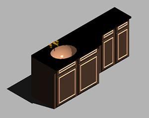 Bathroom Cabinet with Sink 3D DWG Model for AutoCAD