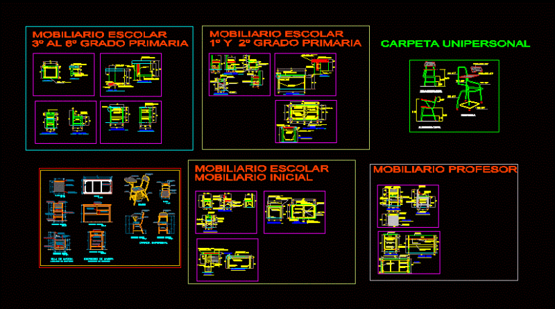 Furniture For Schools DWG Detail for AutoCAD
