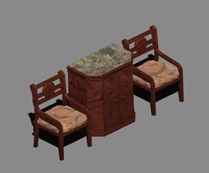 Chairs with Centre Cabinet 3D DWG Model for AutoCAD