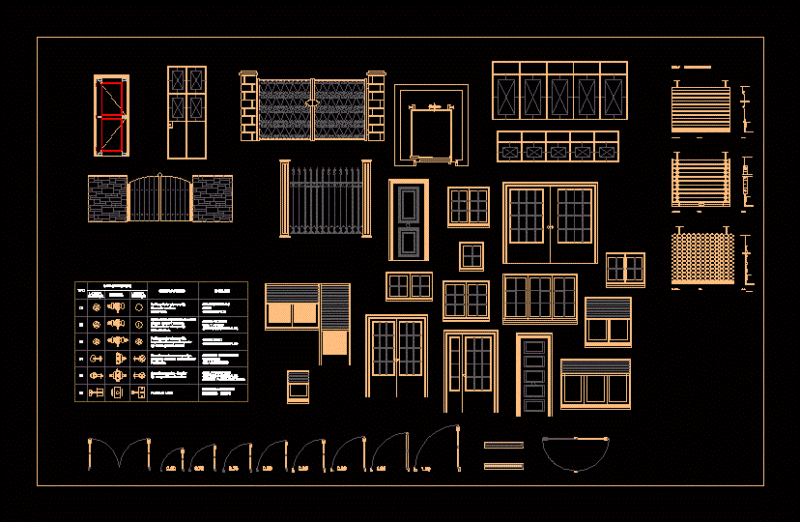 Furniture Doors And Windows 2D DWG Plan for AutoCAD