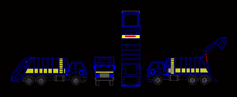 Garbage Trucks Collection DWG Block for AutoCAD
