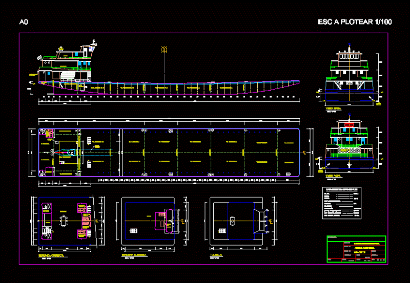 General Arrangement Motorboat River DWG Plan for AutoCAD