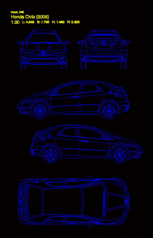 Honda Civic Model 2006 DWG Model for AutoCAD