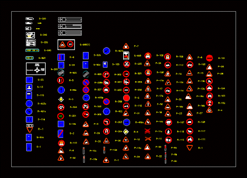 Horizontal Traffic Signals DWG Block for AutoCAD