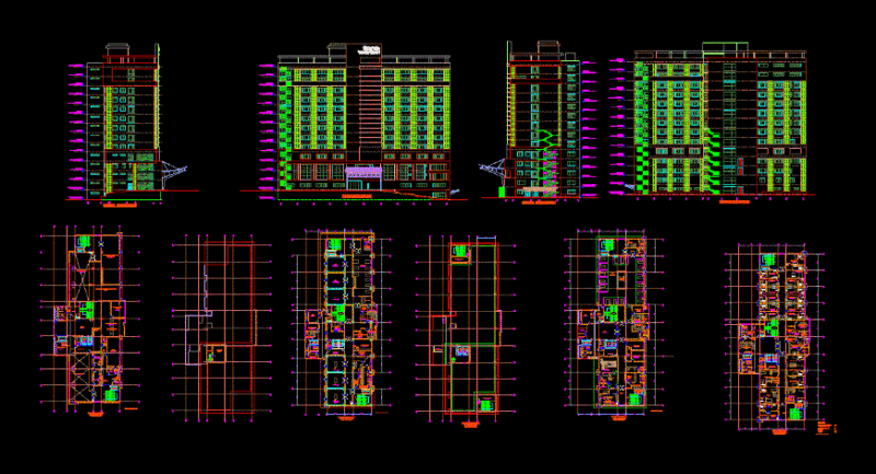 Hospital 13 Levels DWG Section for AutoCAD