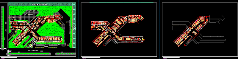 3-Story General Hospital Floor Plans and Site Layout DWG