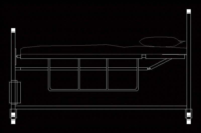 Hospital Bed 2D DWG Elevation for AutoCAD
