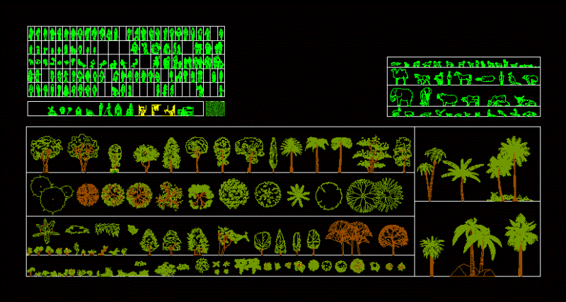 Human Scale And Trees DWG Block for AutoCAD
