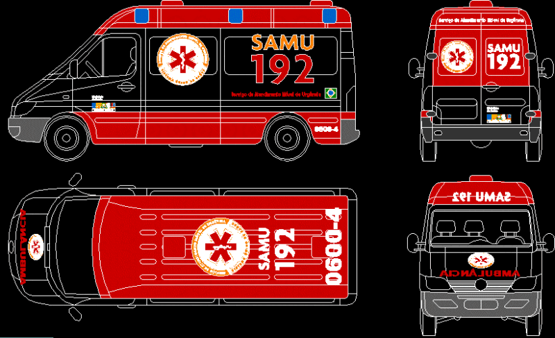 Icu Ambulance Samu – Brazil DWG Block for AutoCAD