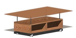 Rolling Coffee Table with Glass Top 3D DWG Model for AutoCAD