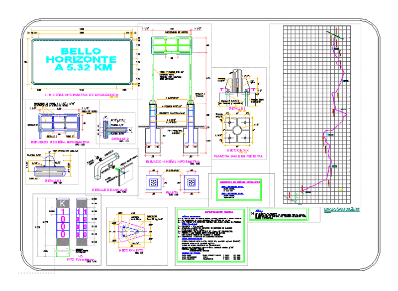 Informative Signs For Roads DWG Detail for AutoCAD
