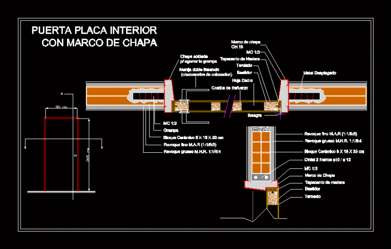 Interior Door Plate With Bent Sheet Metal Frame DWG Detail for AutoCAD