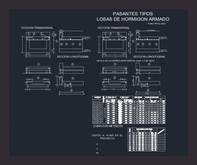 Interns Types – Reinforced Concrete Slabs Type DWG Block for AutoCAD