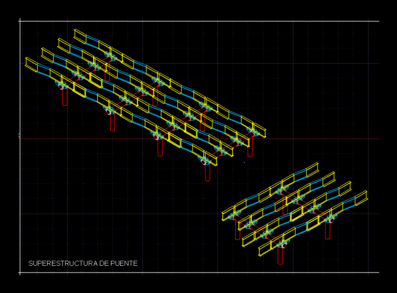 Isometric Superstructure Steel Bridge DWG Block for AutoCAD