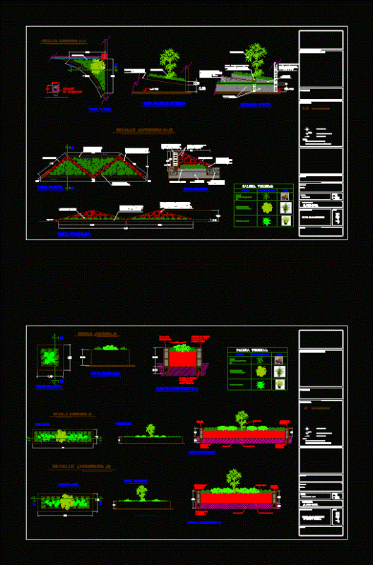 Planter Construction Details and Plant Palettes DWG