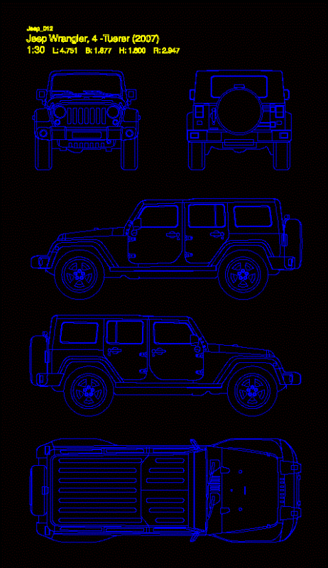 Jeep Wrangler Model 2007 DWG Model for AutoCAD