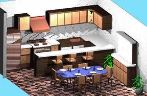Kitchen Counter Top, Cabinet And Furniture 3D DWG Model for AutoCAD