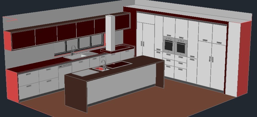Kitchen 3d Dwg Model For Autocad, 3d Kitchen Cabinets Dwg