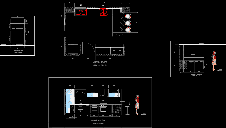 Kitchen DWG Plan for AutoCAD • Designs CAD components of electrical plan layout 