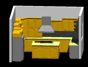 U Shaped Modular Kitchen 3D DWG Model for AutoCAD