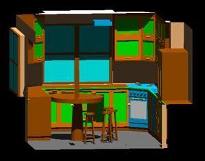 Kitchen With Dining Table 3D DWG Model for AutoCAD