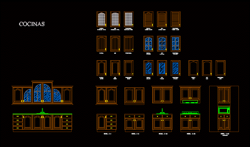 Kitchen Furniture Elevation Cad Blocks - Various Kitchen Cabinet