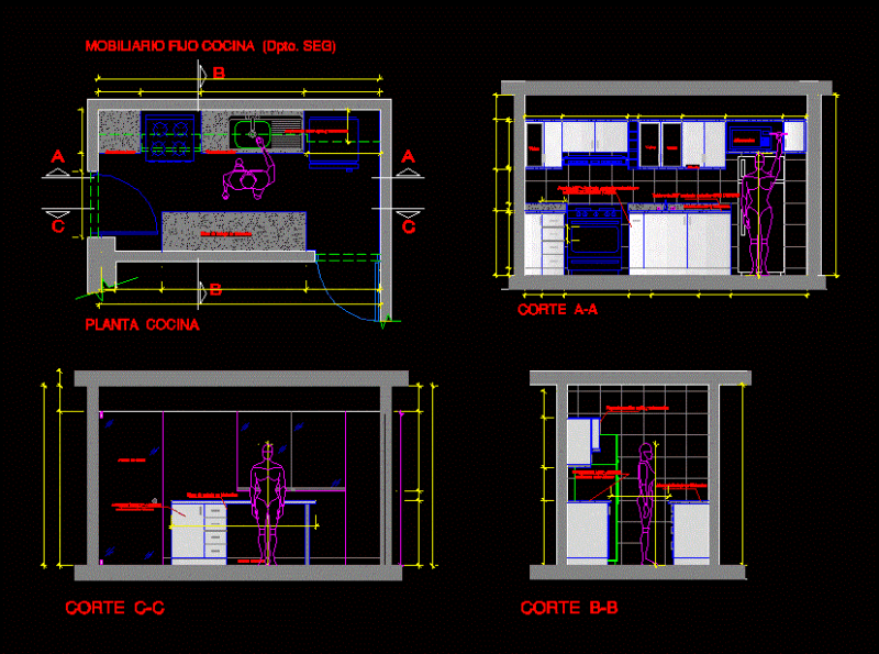 Kitchenette – Anthropometry DWG Block for AutoCAD