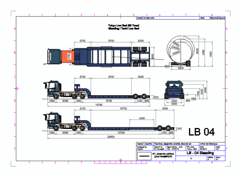 Lowboy Trailers 2D DWG Plan for AutoCAD