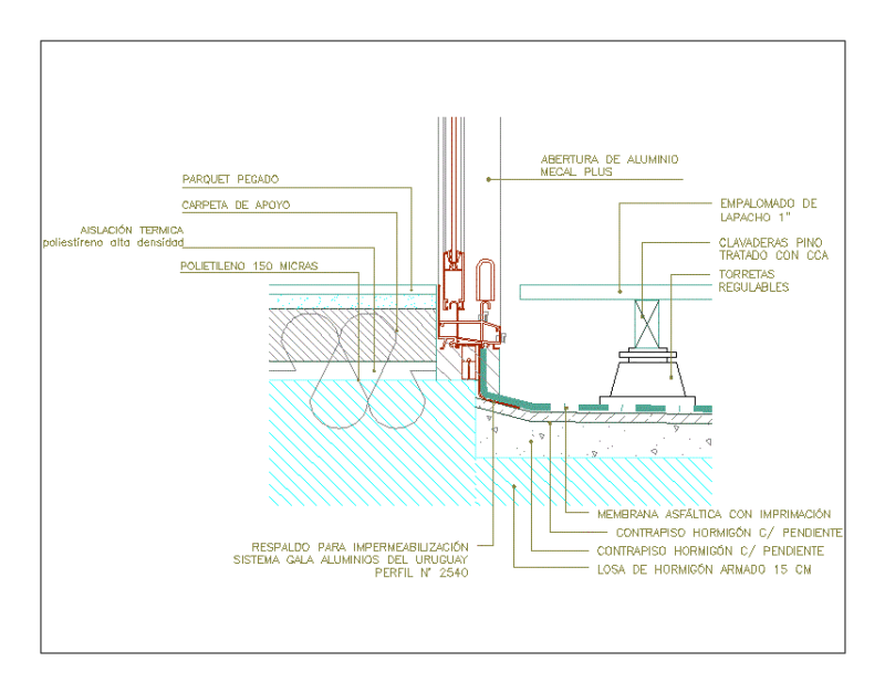 Match Detail Aluminum Window And Waterproofing DWG Detail for AutoCAD