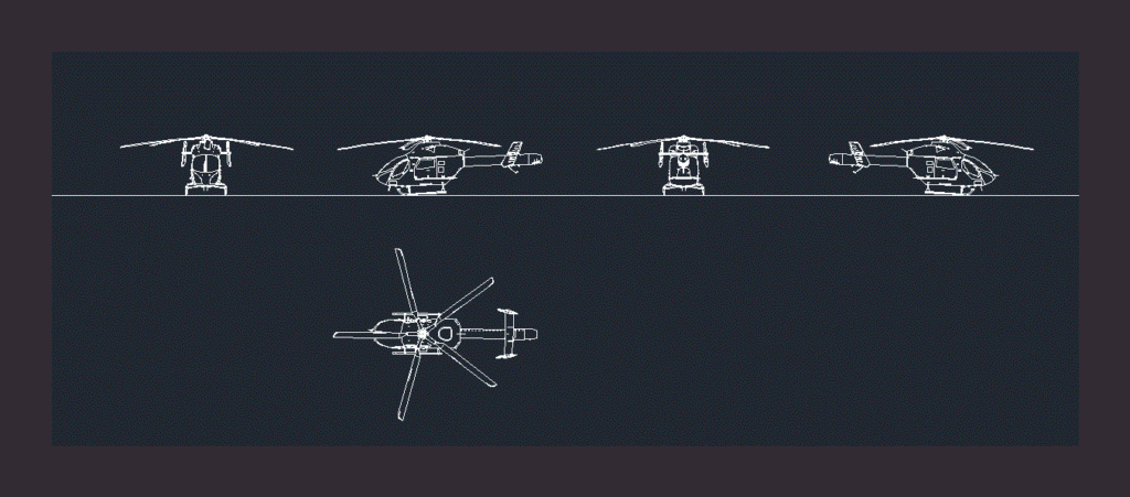 Md902 Helicopter – Helicopter Md902 5 DWG Block for AutoCAD