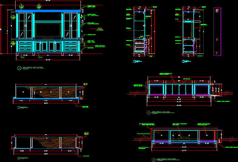 Media Wall Unit DWG Section for AutoCAD • Designs CAD