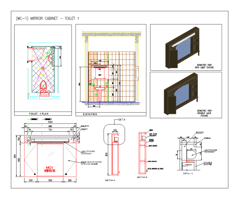 Mirror Cabinet DWG Detail for AutoCAD