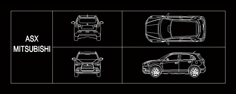Mitsubishi Asx Auto 2D DWG Block for AutoCAD