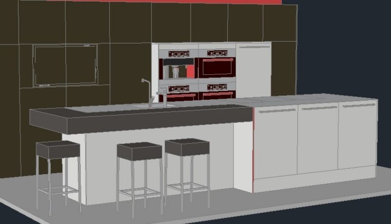 Modern Kitchen 3D DWG Model for AutoCAD