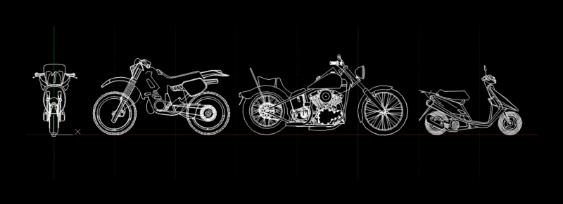 Motorcycles Several DWG Block for AutoCAD