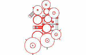 Drum Set Musical Instrument 2D DWG Block for AutoCAD
