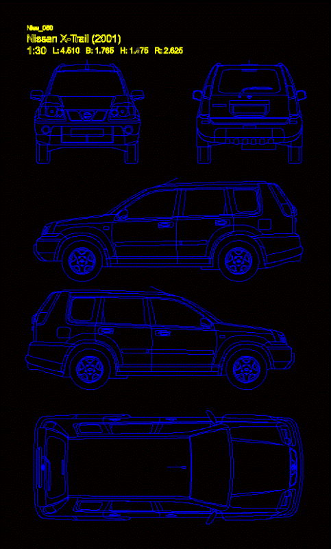 Nissan X – Trail 2001 DWG Block for AutoCAD