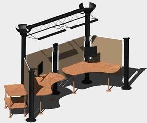 Two Seated Office Work Station 3D DWG Model for AutoCAD