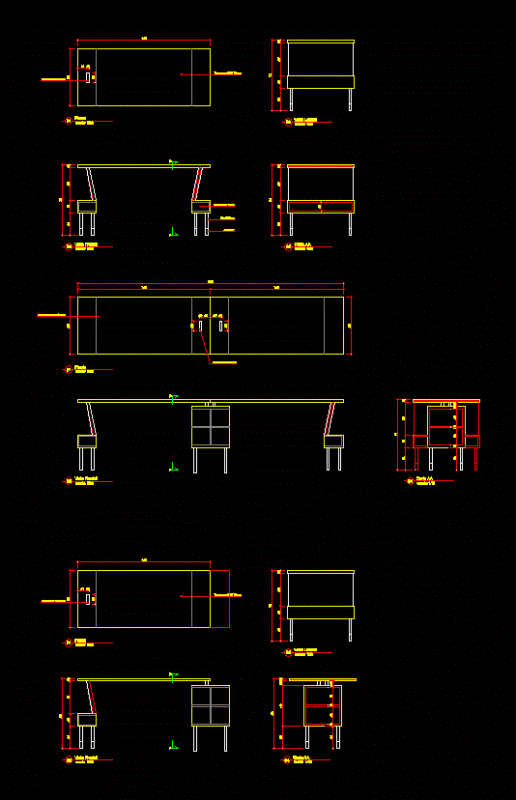 Office Table 2D DWG Elevation for AutoCAD